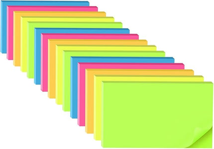 (15 Pads) Sticky Notes 3x5 in,Bright Notepads,Colorful Stickies,Super Sticking Power Memo Note Pads,Strong Adhesive,Post on Windows Doors,Office School,Recyclable,Easy to Write on,Hold Well