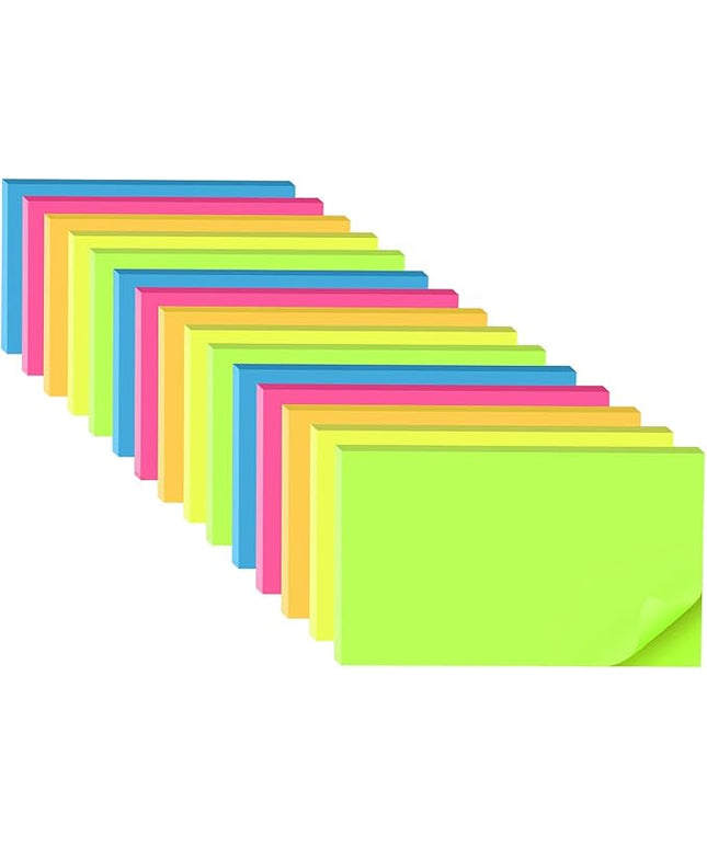 (15 Pads) Sticky Notes 3x5 in,Bright Notepads,Colorful Stickies,Super Sticking Power Memo Note Pads,Strong Adhesive,Post on Windows Doors,Office School,Recyclable,Easy to Write on,Hold Well