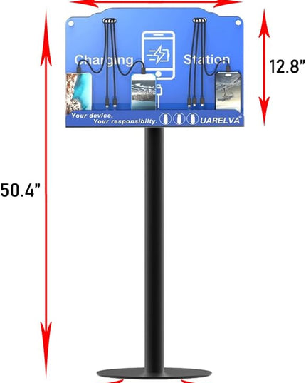 Floor Stand Cell Phone Charging Station for Multiple Device | 8 Charging Ports Charger Station | Compatible with Smartphone Tablets | Applicated for Library, School, Hotel, Shopping Malls, Airport