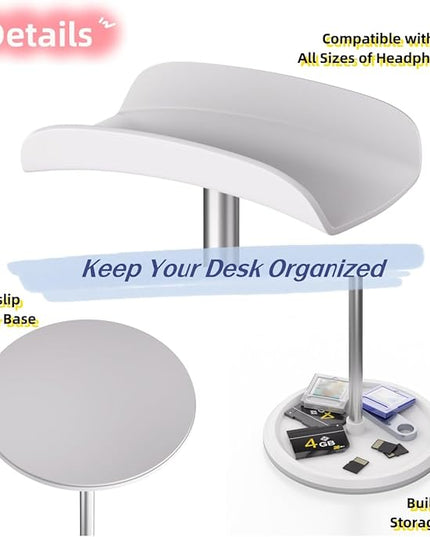 NQQNQQ Headphone Stand【1PACK】 Headphone Holder with Storage Tray Compatible for Max Pro, Beats, Bose and Most Gaming Headphones. 【No Tools Required】 YO-2 (White)