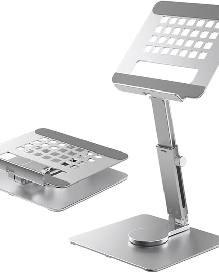 GuaziV 360° Rotating Tablet Stand - Adjustable iPad Tablet Holder for Desk, Foldable iPad Swivel Stand for Home & Office (Sleek Silver)