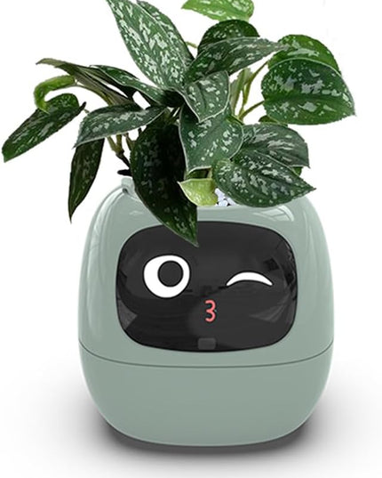Intelligent Flower Pot, Electronic Bud, Maintenance Plant Assistant, Fun Interactive Flower Pot, Indoor Green Planting Monitoring, LCD Screen Display, Cell Phone APP Connection (Green)