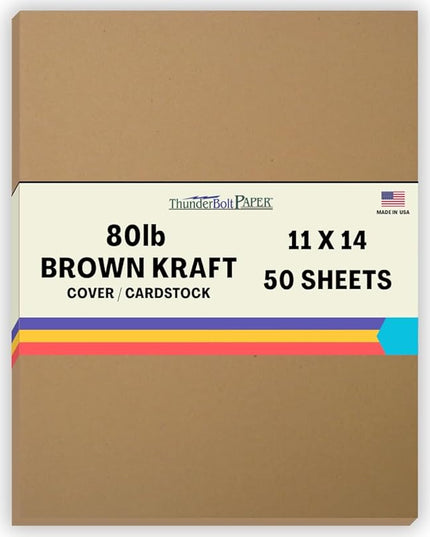 50 Brown Kraft Fiber 80# Cover Paper Sheets - 11" X 14" (11X14 Inches) Scrapbook|Picture-Frame Size - Rich Earthy Color with Natural Fibers - 80lb/Pound Cardstock - Smooth Finish