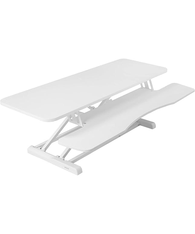 VIVO 42 inch Desk Converter, K Series, Height Adjustable Sit to Stand Riser, Dual Monitor and Laptop Workstation with Wide Keyboard Tray, White, DESK-V042KW