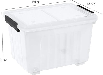 42 L 4 Packs Plastic Storage Box with Latching Lid, Clear Storage Container Bins