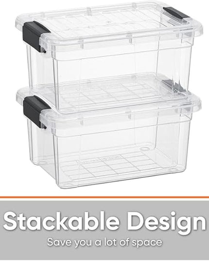Superio Clear Storage Bins with Lids, Stackable Storage Box with Latches and Handles, Extra Small, 6 Pack 3 Quart