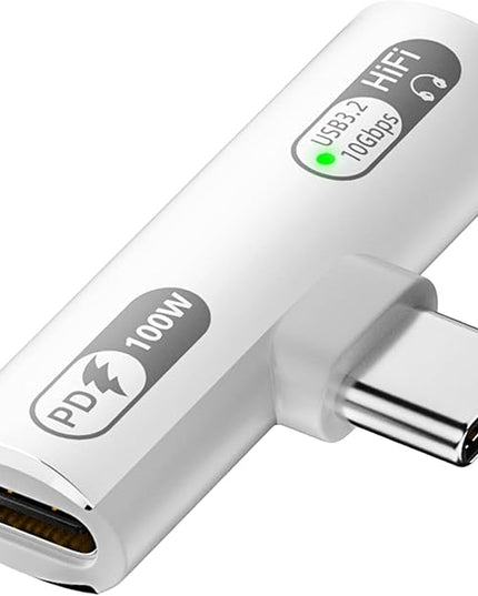 USB C Splitter with 100W Fast Charging, Dual USB C Headphone and Charger Adapter Dongle for iPhone 16/15 Series, iPad, MacBook, Galaxy S24/S23 and More (White)