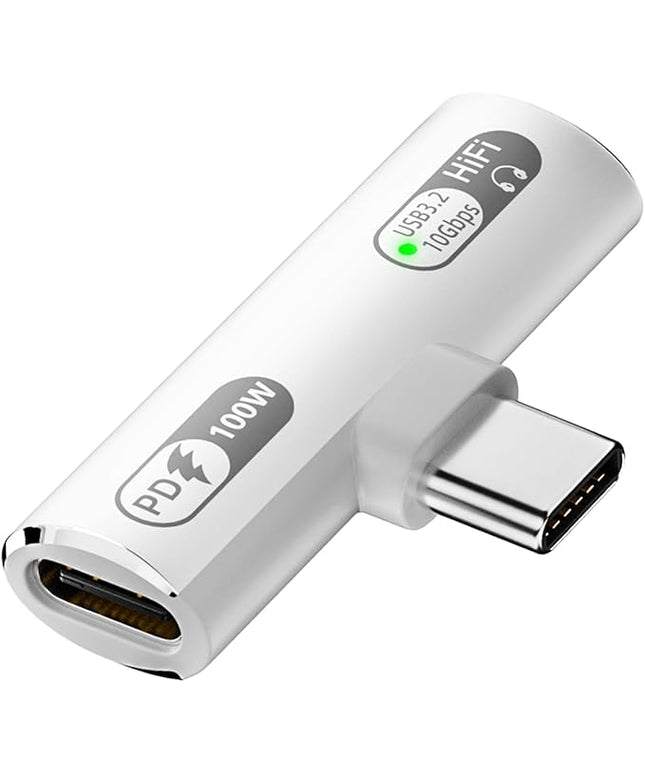 USB C Splitter with 100W Fast Charging, Dual USB C Headphone and Charger Adapter Dongle for iPhone 16/15 Series, iPad, MacBook, Galaxy S24/S23 and More (White)