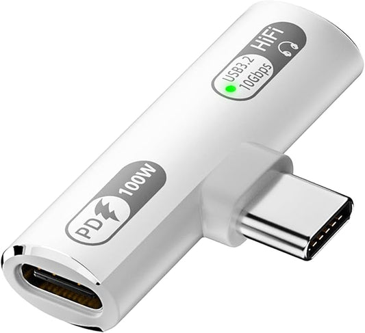 USB C Splitter with 100W Fast Charging, Dual USB C Headphone and Charger Adapter Dongle for iPhone 16/15 Series, iPad, MacBook, Galaxy S24/S23 and More (White)