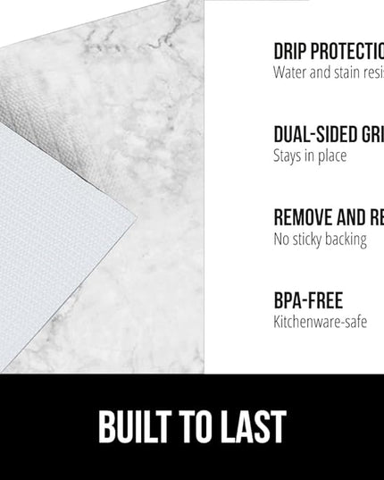 GORILLA GRIP DripGuard Shelf Liner, Non Adhesive Drawer and Kitchen Cabinet Protector, 24x240 Inch, Slip Resistant BPA Free Smooth Surface Plastic Liners for Cabinets, Bathrooms, Closets, Marble