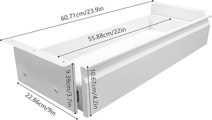 LEYSRIS 23.9" Under Desk Storage Drawer, White Sliding Pull-Out Drawer for Sit Stand Workstation