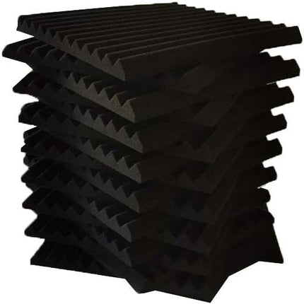 24 Pack Acoustic Panels Soundproof Studio Foam for Walls Sound Absorbing Panels Sound Insulation Panels Wedge for Home Studio Ceiling, 1" X 12" X 12" (Black)