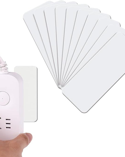 10-Pack Self-Adhesive Mounting Strips for Power Strips – 3.95” x 1.58”, Punch-Free Wall Socket Holder for Home, Kitchen, and Office, Adhesive Only