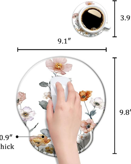 Ergonomic Mouse Pad with Wrist Support,Mouse Pad with Wrist Rest,Relieve Wrist Pain Mousepad Non-Slip Rubber Base,Mouse Pads for Desk,Computers,Laptop,Office,Home,Accessories Watercolor Floral