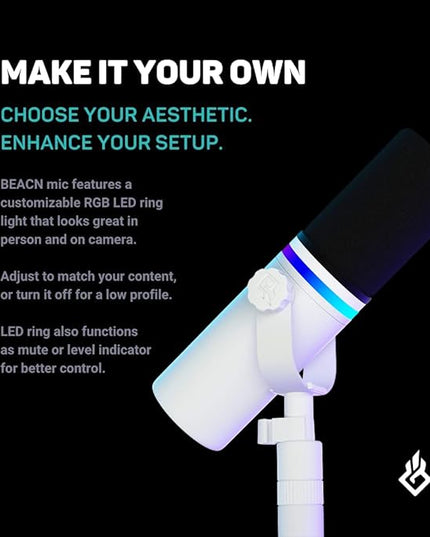 BEACN Light Dynamic USB Mic for PC | Professional Microphone for Podcast, Gaming, Streaming | Studio-Quality Desk Mic for YouTube, Twitch, and Recording | Microphone for PC, Gaming & Streaming