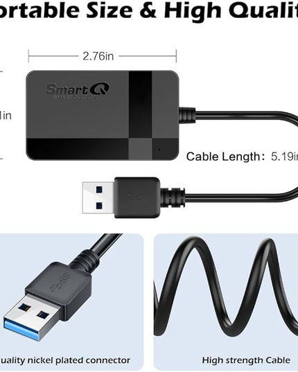 SmartQ C368 USB 3.0 Card Reader - Plug & Play, Compatible with Apple & Windows, Supports SD, Micro SD, MS, CF Cards