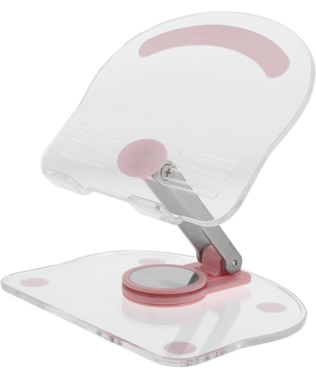 BESPORTBLE Acrylic 360° Rotatable Tablet Stand Holder for Desk and Office Use Adjustable Foldable Tablet Cradle Compatible with Ipad and Pink Design for Home and Travel