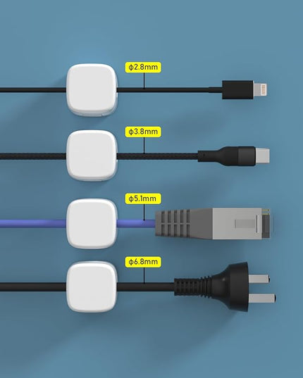 Magnetic Cable Clips, Adjustable Cord Holder Management, Adhesive Wire Keeper Organizer for Home Office Desk Phone PC Car Wall Desktop Nightstand Appliance (9-Pack White)