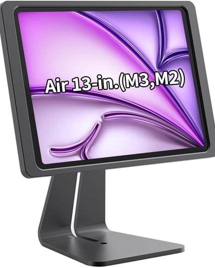 Magnetic Stand on Desk with Charging Case A10 for iPad Air 13-Inch (M2/ M3), Classic L Shape, Sturdy Metal Base, Strong Magnets, 360 Rotation, 90 Tilt