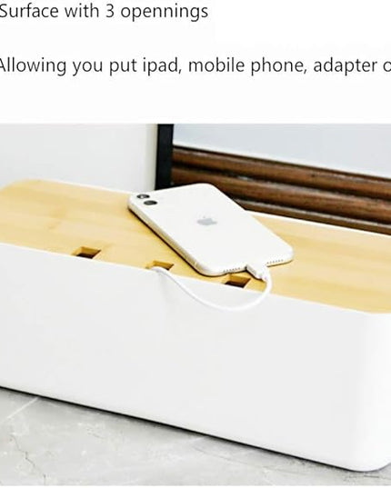 2 Pieces Cable Management Box|Cord Organizer Box| Hide and Conceal Power Strips and Electrical Cords from TVs, Computers, and Desks (White 2PCS)