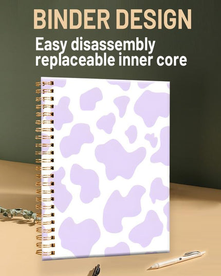 Spiral Journal Notebook for Women,A5 College Ruled Notebooks 6"x 8.4", 120 Pages (60 Sheets) Lined Journal with Premium Thick Paper,Perfect for School Office Home(Purple Cow)