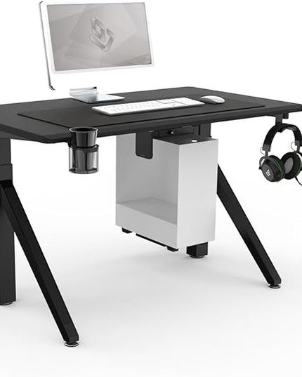 DEZCTOP Revon Pro Electric Standing Desk, 47.2" x 27.6" Large Work Surface, Height Adjustable (27.6"-47.2"), Sturdy Keel Frame, with Magnetic Modular System, Anti-Collision, Ash Black for Home Office