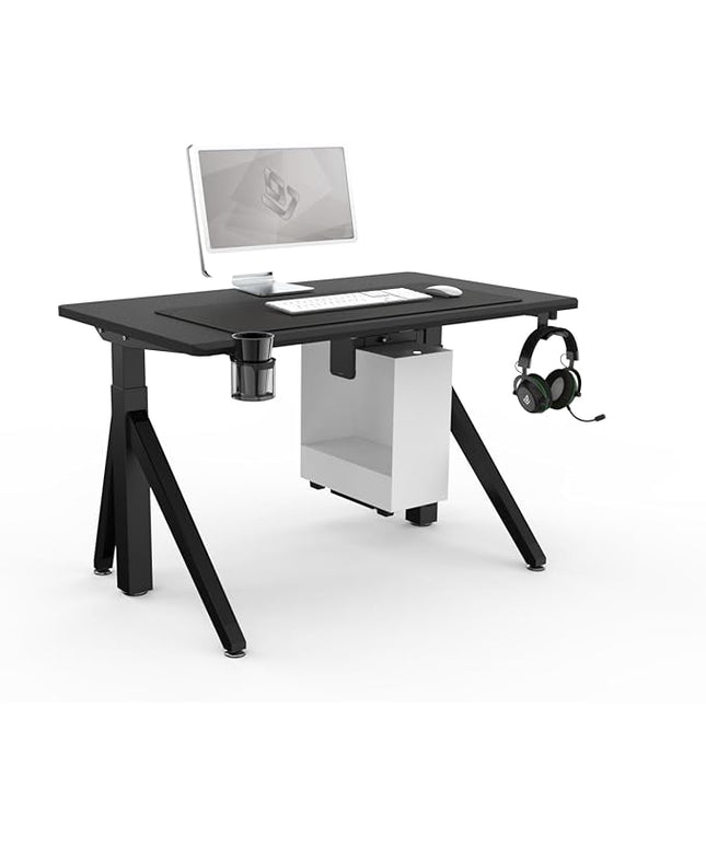 DEZCTOP Revon Pro Electric Standing Desk, 47.2" x 27.6" Large Work Surface, Height Adjustable (27.6"-47.2"), Sturdy Keel Frame, with Magnetic Modular System, Anti-Collision, Ash Black for Home Office