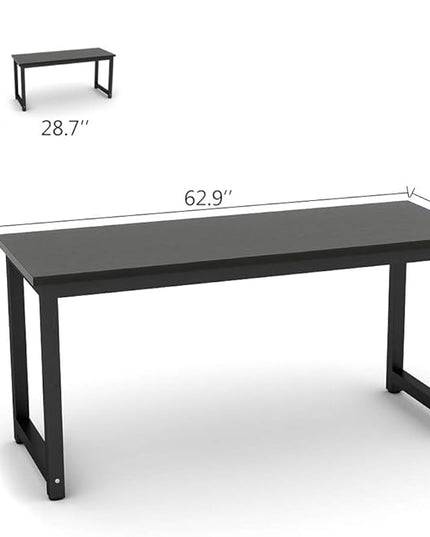 Tribesigns Modern Computer Desk, 63 inch Large Office Desk Computer Table Study Writing Desk Workstation for Home Office, Black Metal Frame