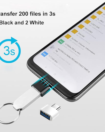 USB C to USB Adapter 4 Pack, USB Female to Type C Male OTG Adaptor, USB C Adapter Compatible with MacBook Pro, Samsung Galaxy, Phones, Laptops, Tablets and More (2 Black and 2 White)