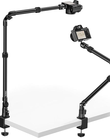 ULANZI ZJ02 Camera Desk Mount Overhead Magic Arm, 98cm/38.6inch Aluminum Adjustable Articulating Arm with 1/4" Ball Head for Cameras DSLR Lights Mount for Live Streaming/Photo Video Shooting
