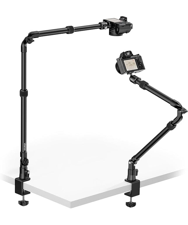 ULANZI ZJ02 Camera Desk Mount Overhead Magic Arm, 98cm/38.6inch Aluminum Adjustable Articulating Arm with 1/4" Ball Head for Cameras DSLR Lights Mount for Live Streaming/Photo Video Shooting