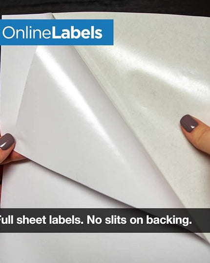OnlineLabels 8.5" x 11" Full Sheet Sticker Paper – Permanent Adhesive, White Matte – Works With Cricut & Silhouette – for Inkjet & Laser Printers – Pack of 25 Sheets OL177WX