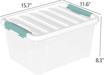4-pack 20 Quart Latching Boxes with lids, Clear Plastic Storage Container Tote Bins