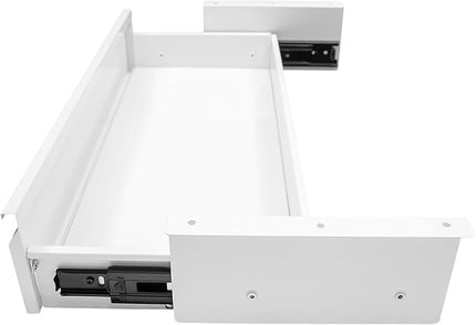LEYSRIS 23.9" Under Desk Storage Drawer, White Sliding Pull-Out Drawer for Sit Stand Workstation