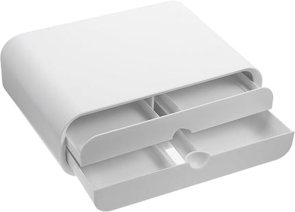 Monitor Riser Stand with Drawer for Office Desk, Computer Heightener and Laptop Riser, White Desktop Storage Organizer for Workspace Elevation