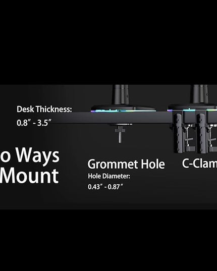 NB Gaming Monitor Arm or for 32 to 60 Inches Screen, Load up to 20 kg, VESA 75/100, RGB-Light, Heavy Duty, Multi Angle Adjustable, Premium Aluminum, Lake Blue