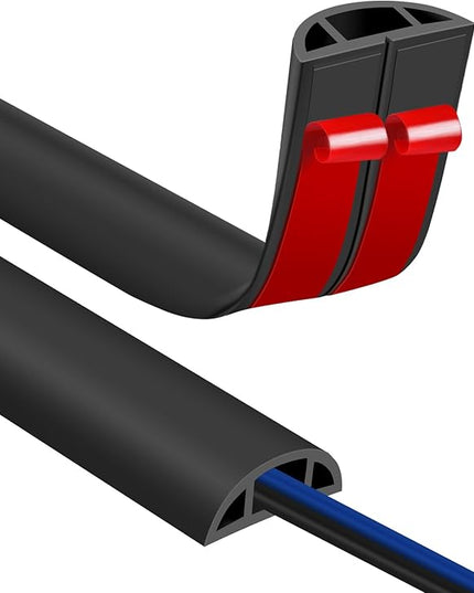 Floor Cord Covers for Wires 12FT Cable Hider Wire Cover Self Adhesive Cord Hider Floor for Offices, Homes, Workshops, Warehouses Cable Cavity 0.39" W x 0.27" H