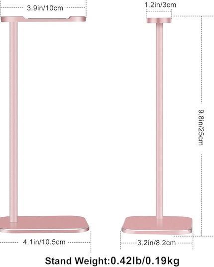 Headphone Stand Aluminum, Headset Holder with Solid Metal Base for Desk, Compatible with Most Headphones (Rose Gold)
