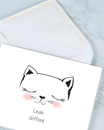 Current Kitty Ears Personalized Note Cards - 24 Cards with White Envelopes, 4¼ x 5½ Inch Size, Blank Stationery, Add Names or Text, For Thank You Notes, Invitations, & Announcements