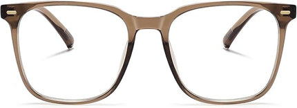 MACJERO Oversized Square Blue Light Blocking Glasses for Women Men, Anti-Fatigue Computer Monitor Gaming Glasses Reduce Eye Strain(Brown)