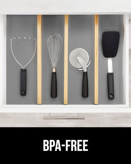 GORILLA GRIP DripGuard Shelf Liner, Non Adhesive Drawer and Kitchen Cabinet Protector, Slip Resistant BPA Free Smooth Surface Plastic Liners for Cabinets, Bathrooms, Closets, 17.5x240 Inch, Gray