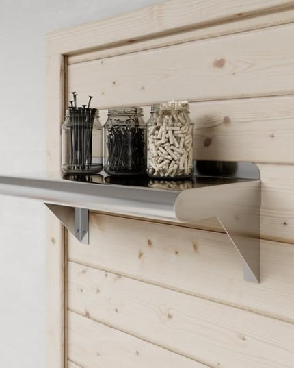 AmGood 16" Long X 8" Deep Stainless Steel Wall Shelf | NSF Certified | Appliance & Equipment Metal Shelving | Kitchen, Restaurant, Garage, Laundry, Utility Room