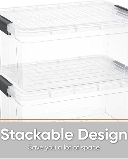 Superio Storage Bins with Lids, Clear Plastic Containers for Organizing, Stackable Totes, BPA Free, Odor Free, Organizer Boxes for Home, and Dorm (6 Pack, 36 Qt)