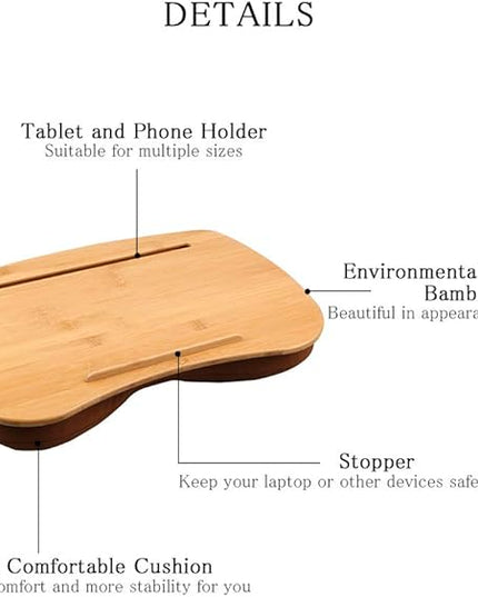 SUMISKY Lap Desk-Portable Laptop Table with Bamboo Platform Phone Holder (M(18.5"x11.8"))