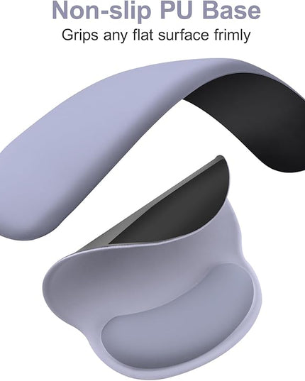 MOSISO Wrist Rest for Keyboard Mouse Pad Set, Large Gaming Deskpad&Circle Curved Mousepad&Keyboard Wrist Rest&Coaster, Ergonomic Non-Slip Mousepad&Easy Typing Pad with Silicone Lining, Lavender Gray
