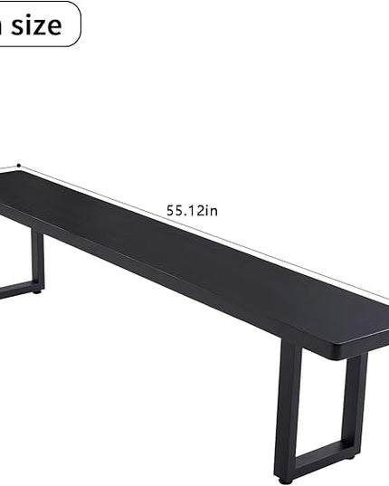 Black Bench Wooden Bench with Metal Legs Suitable for Dining Room Living Room Office Conference Room Indoor Stool Multiple （55.12in）
