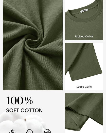 COOFANDY Men's Cotton T-Shirts Oversized Shirt Short Sleeves Streetwear Loose Fit Summer Tee Tops Washed Basic Unisex Shirts