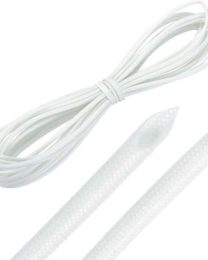MECCANIXITY 20ft Braided Cable Sleeve, 1/8" ID 200C High Temperature 1500V Fiberglass Wire Insulation Cord Protector Organizer Wires Management for Motor Engine Fuel Line, White