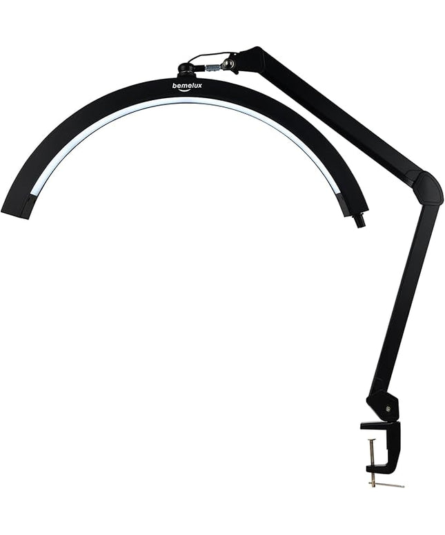 LED Half Moon Light with Desk Clamp, 30W Bright 288PCS LEDs, Metal Swing Arm for Beauty, Nail Art, Makeup, Facial Care, Tattoos, Sewing and Hand Craft DIY(Black)