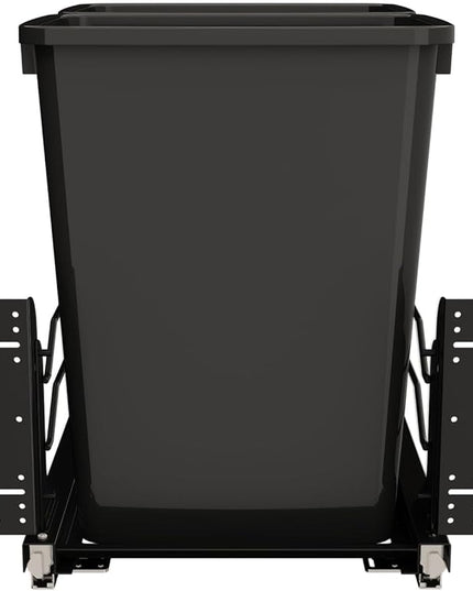 Rev-A-Shelf Double Pullout Trash Can for Under Kitchen Cabinets 35 Qt. 8.75 Gallon w/Soft-Close Slides for 18” Base Cabinets Black, 53WC-1835SCDM-218